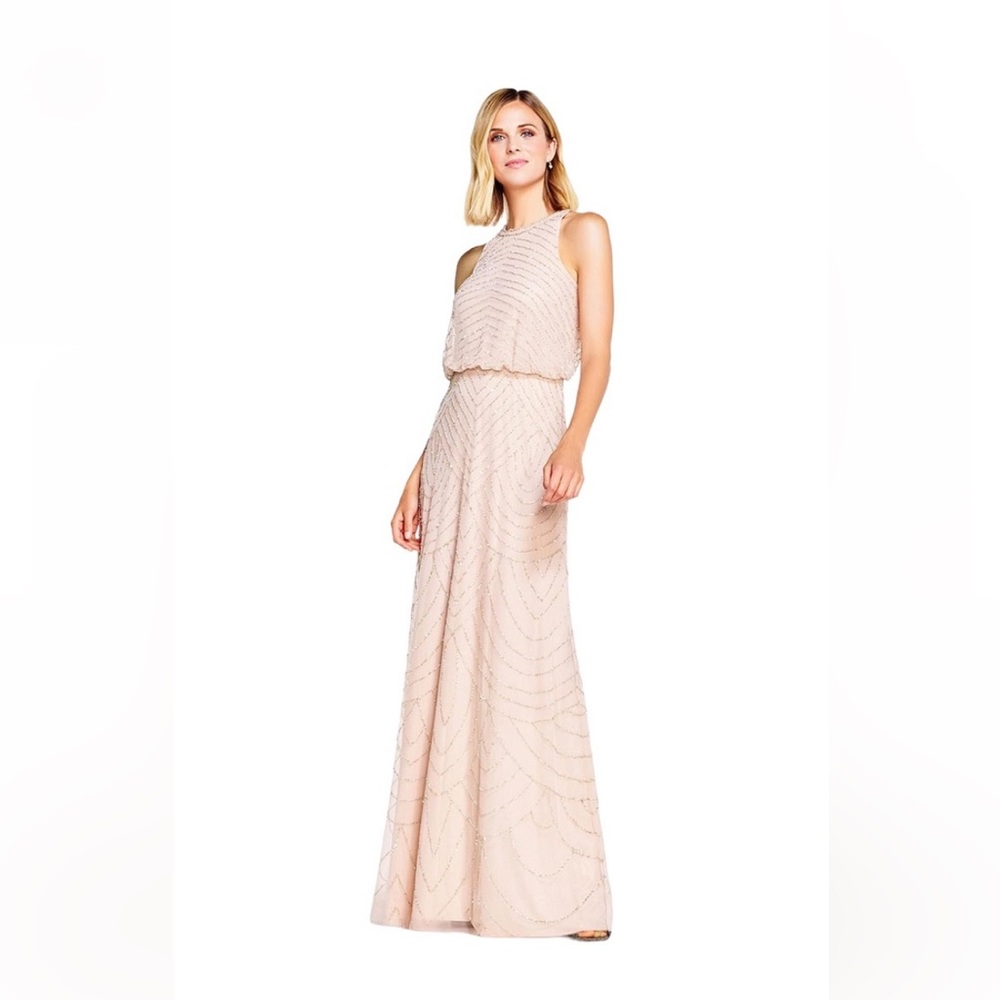 Anthropology Adriana paper beaded blush dress